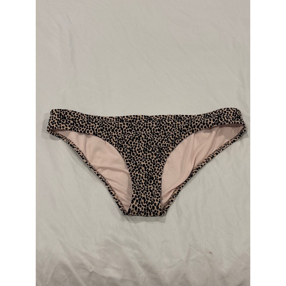 Shade & Shore Womens Cheetah Print Bikini Bottom Tan Black Animal Low Rise Small